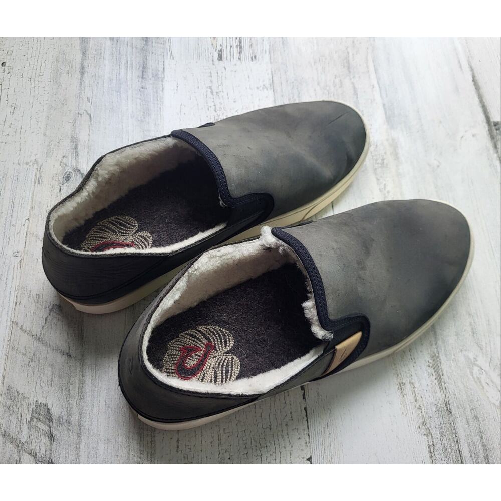 Olukai Pehuea Heu Lava Rock Leather Shoes Slip On 20391-LRLR Women’s Size US 10